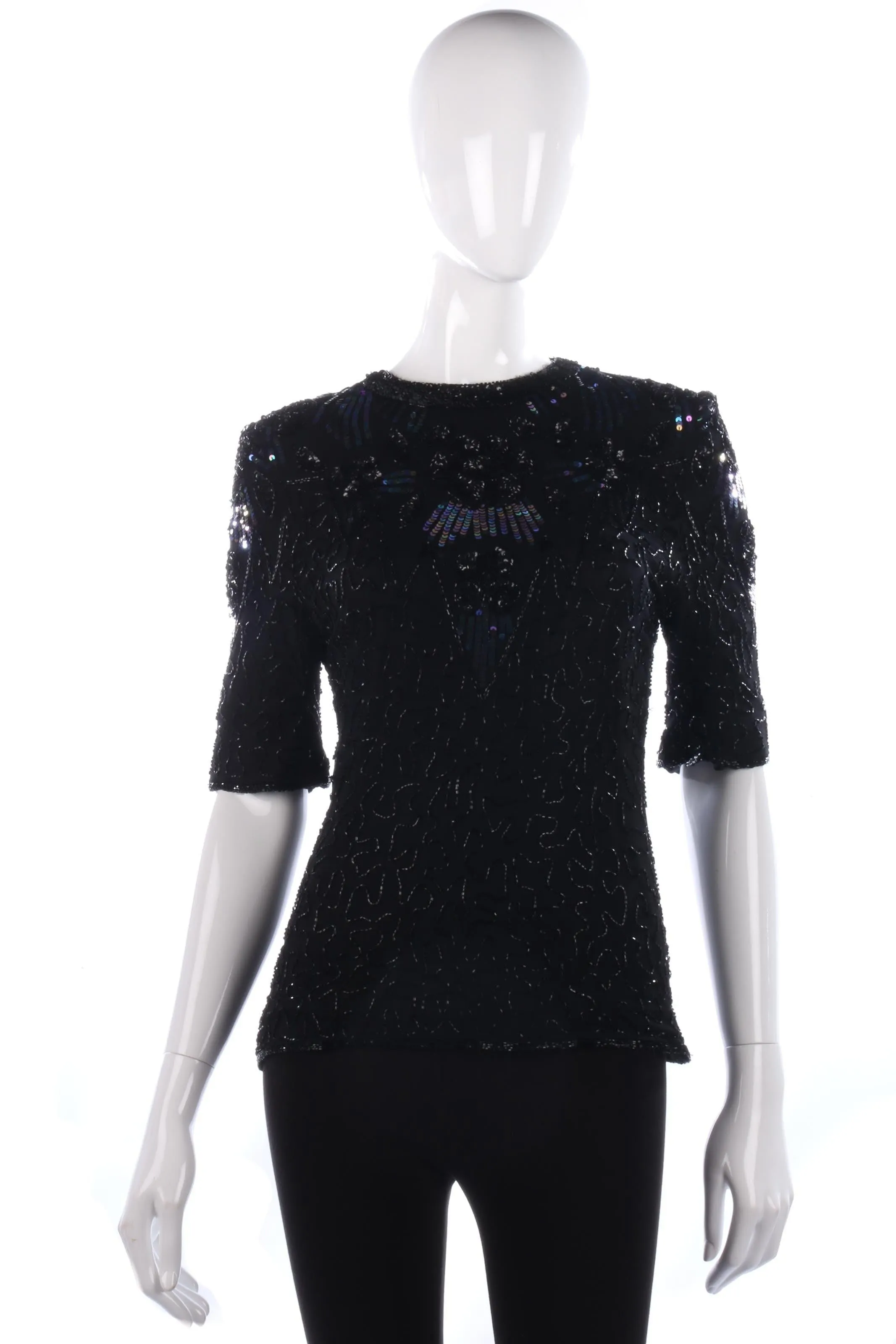 Frank Usher black beaded top size 10