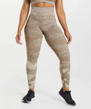 Gymshark Adapt Camo Seamless Leggings - Pebble Grey/Soul Brown