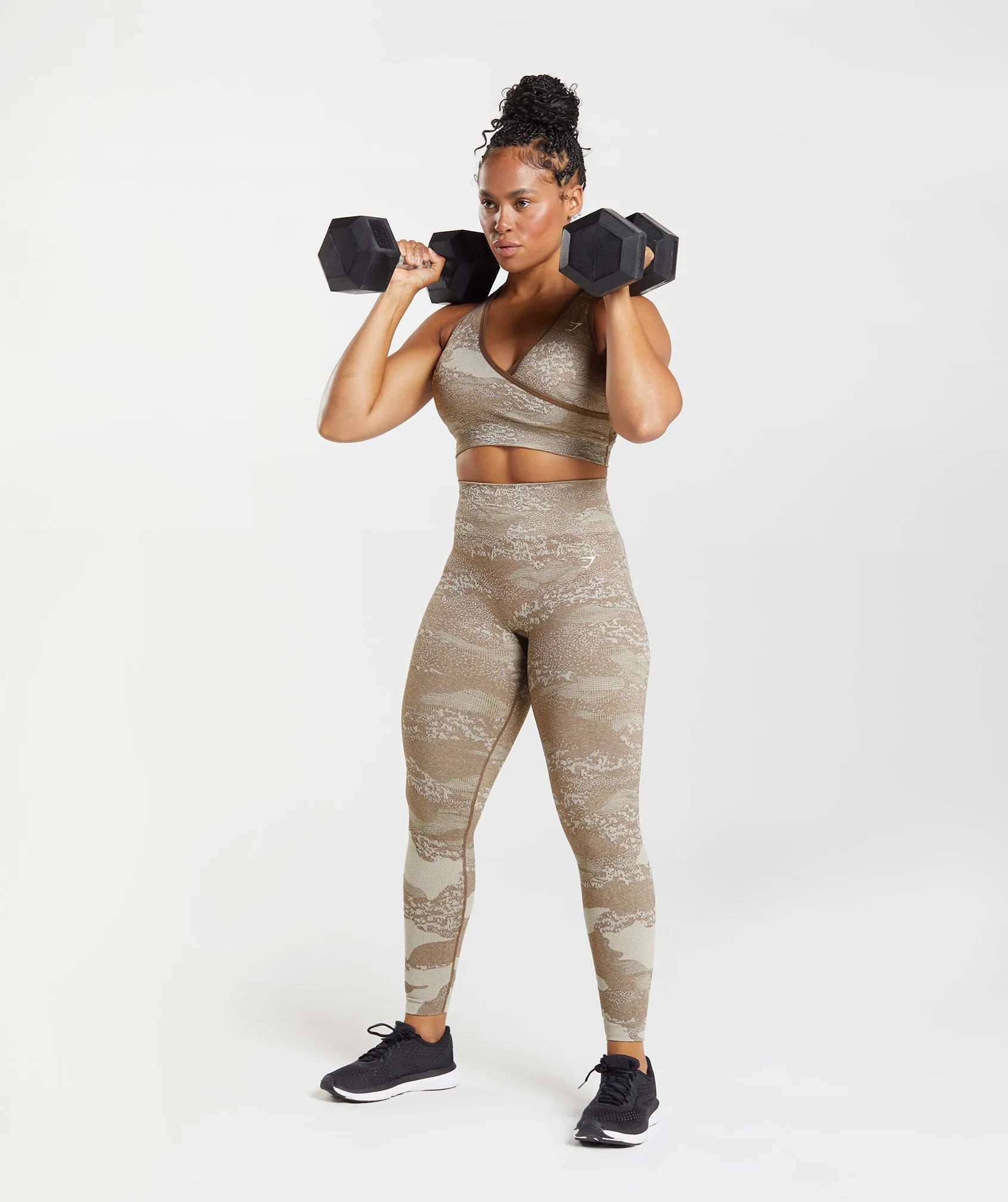 Gymshark Adapt Camo Seamless Leggings - Pebble Grey/Soul Brown