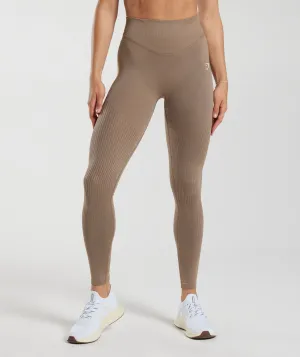 Gymshark Sweat Seamless Mesh Leggings - Fossil Brown