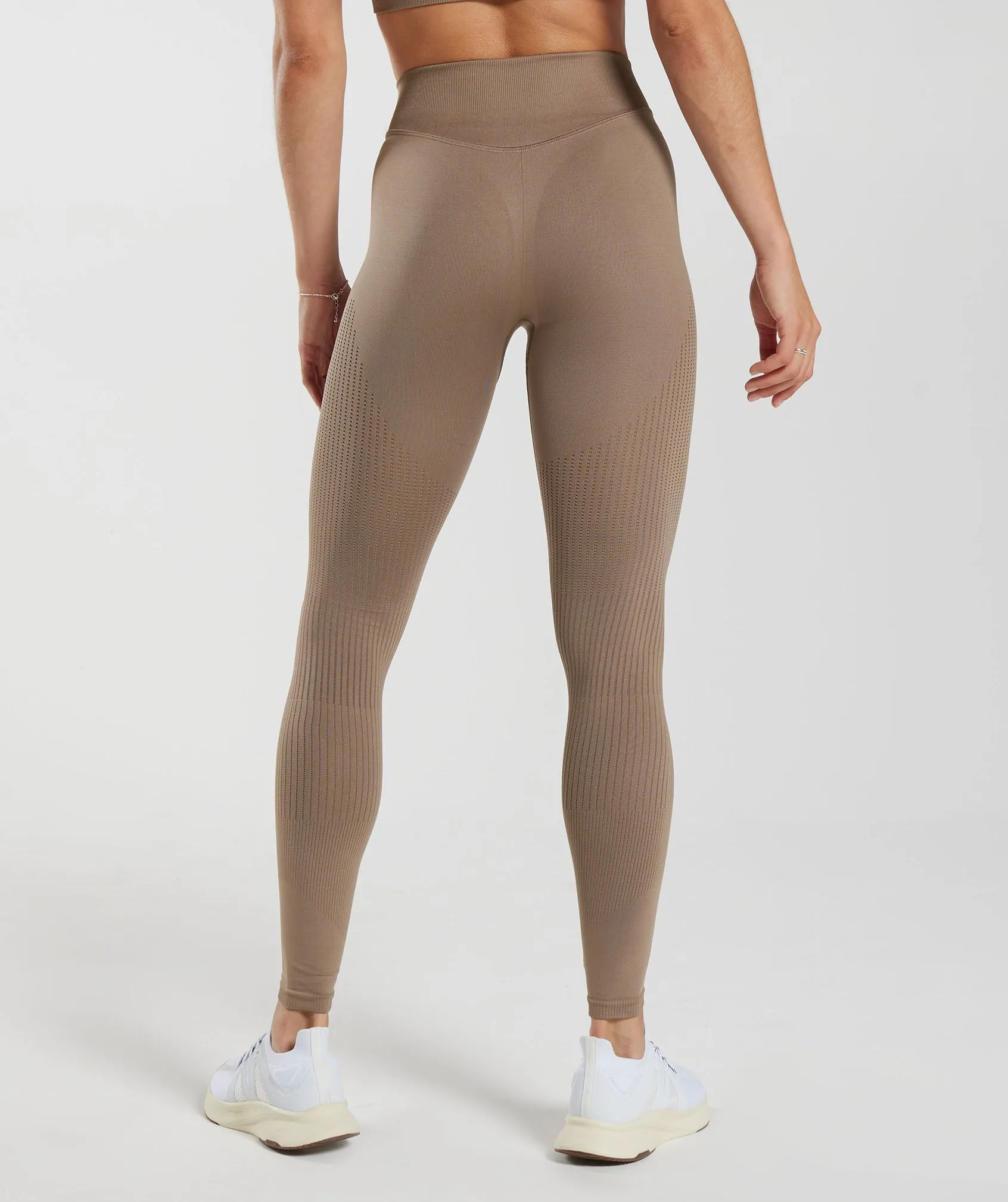 Gymshark Sweat Seamless Mesh Leggings - Fossil Brown