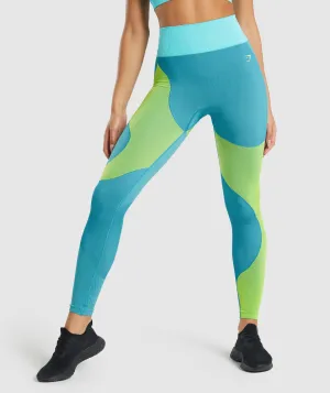 Gymshark WTFlex Seamless High Waisted Leggings - Wavy | Blue