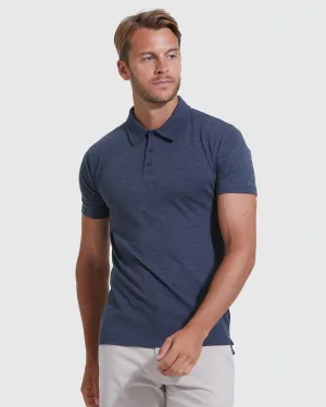 Heather Navy Short Sleeve Polo