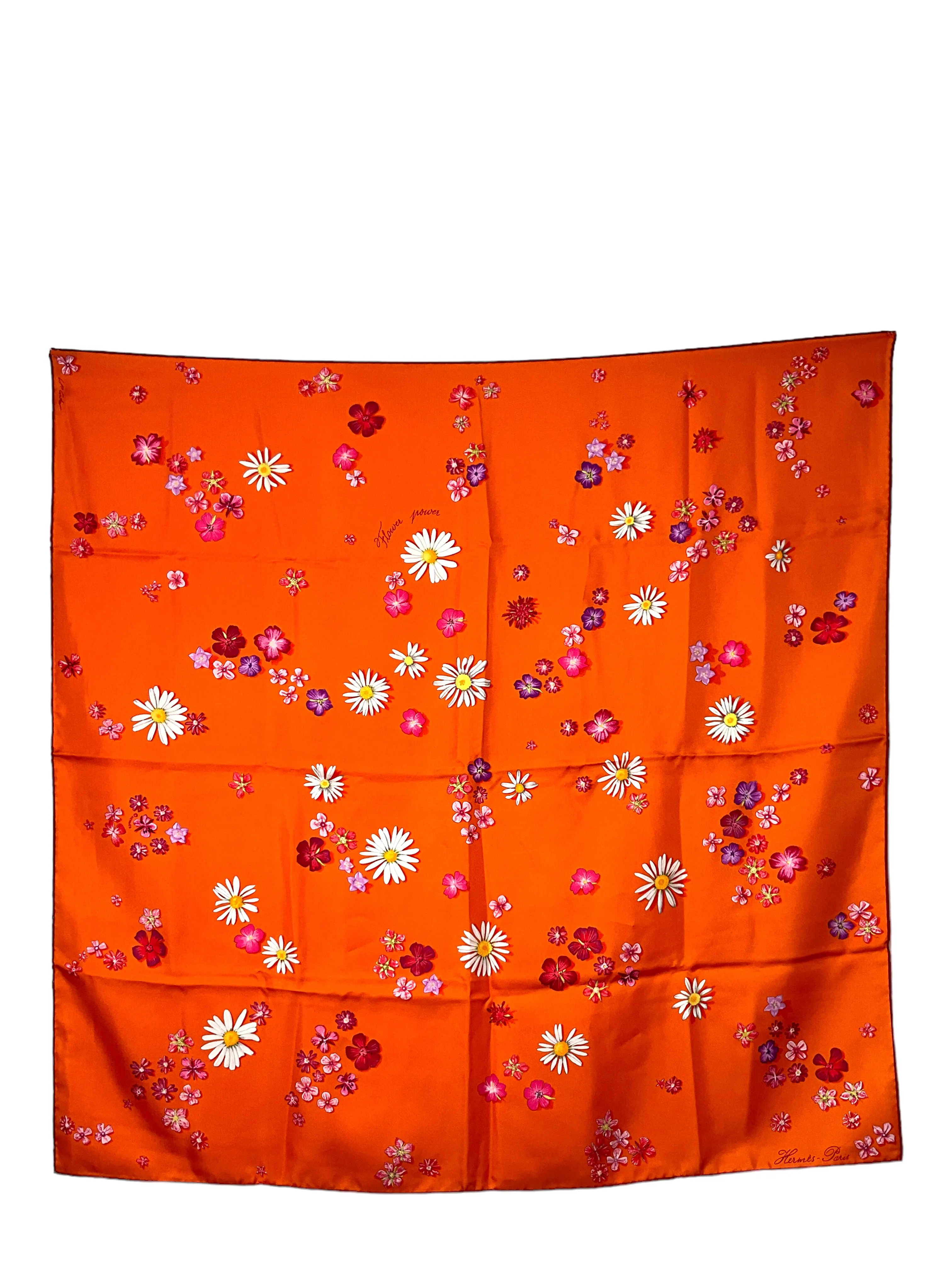 Hermes Flower Power Silk Scarf 90