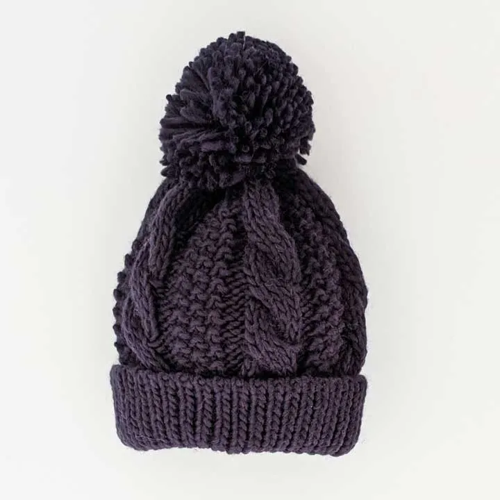 Huggalugs-Indigo Cable Knit Beanie Hat