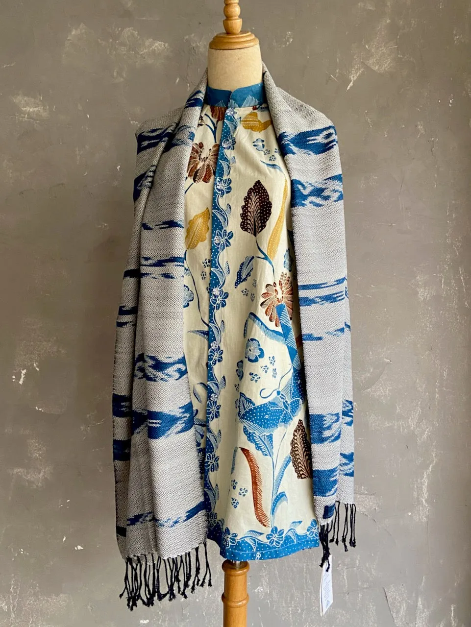 Indigo Blue Ikat Stole