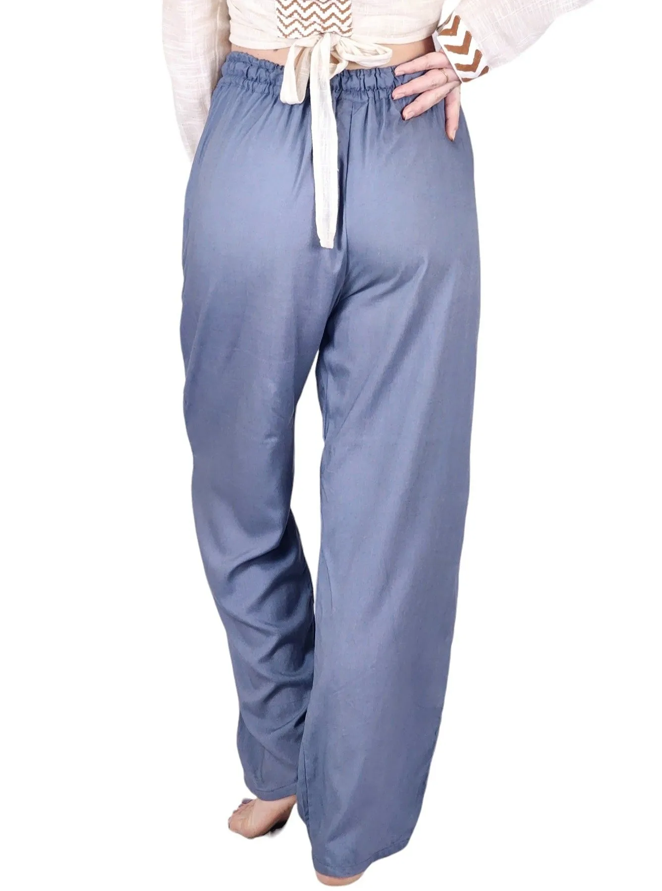 Indigo Blue Rayon Cotton Trousers