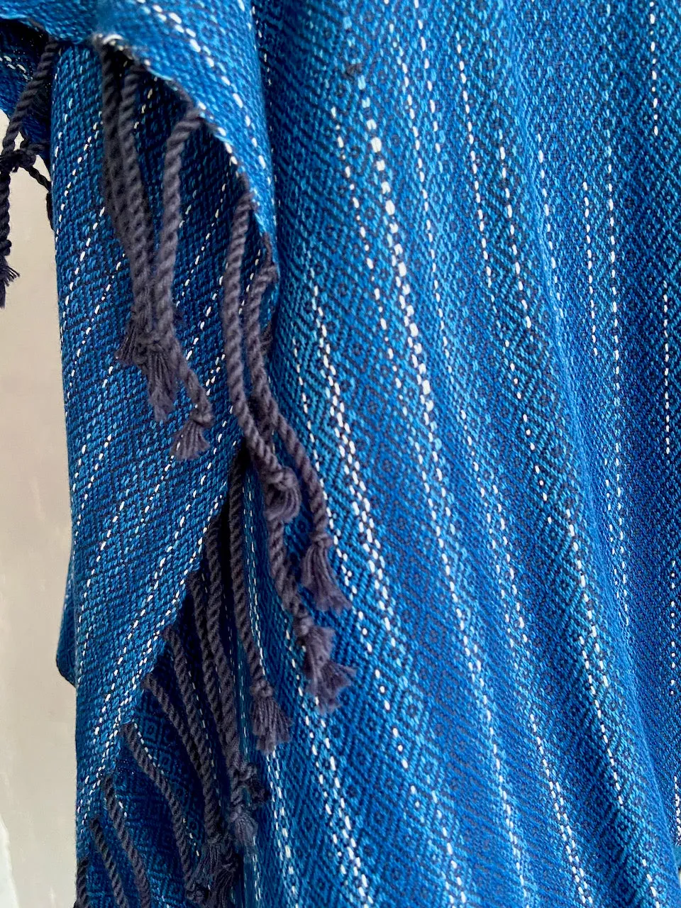 Indigo Ikat Geometric Stole