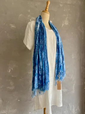 Indigo tied dyed stole