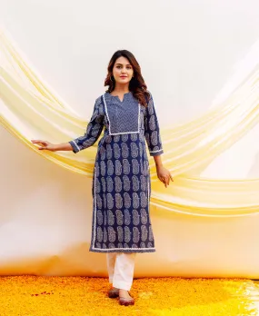 Ishwari Nursing Block Printed Cotton Kurta ( 1 Pc.)