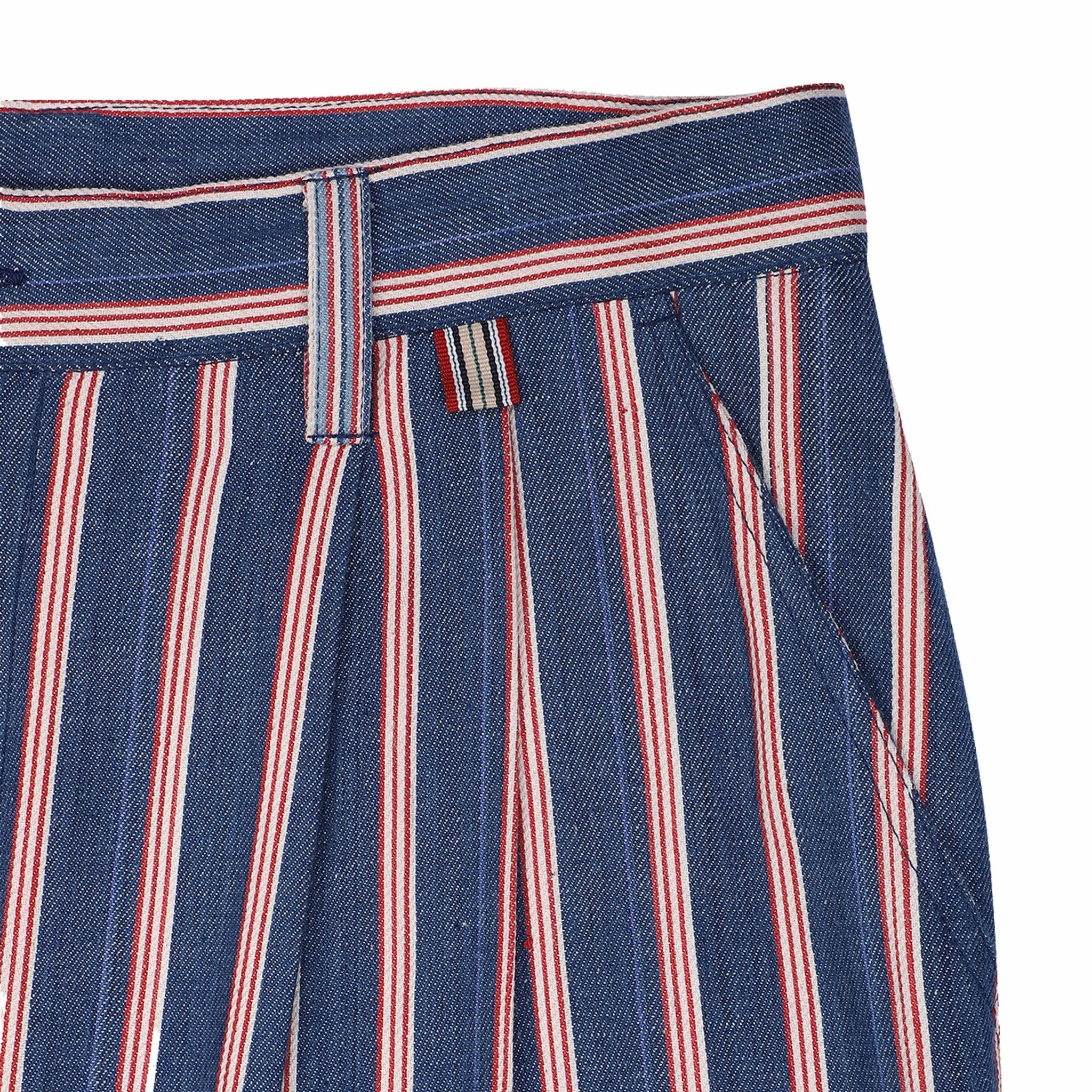 Kardo Antonio Over Sized Double Pleat Trousers (Blue/Red)