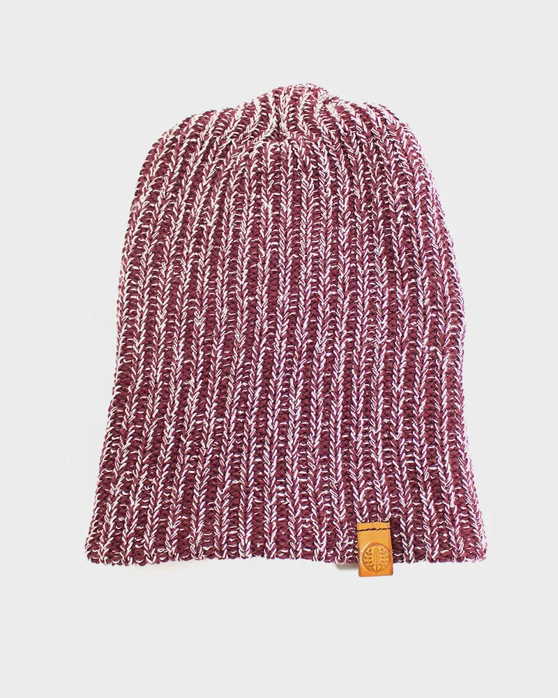 Kiriko Original Knit Cap, Marbled Burgundy and Natural, 9"