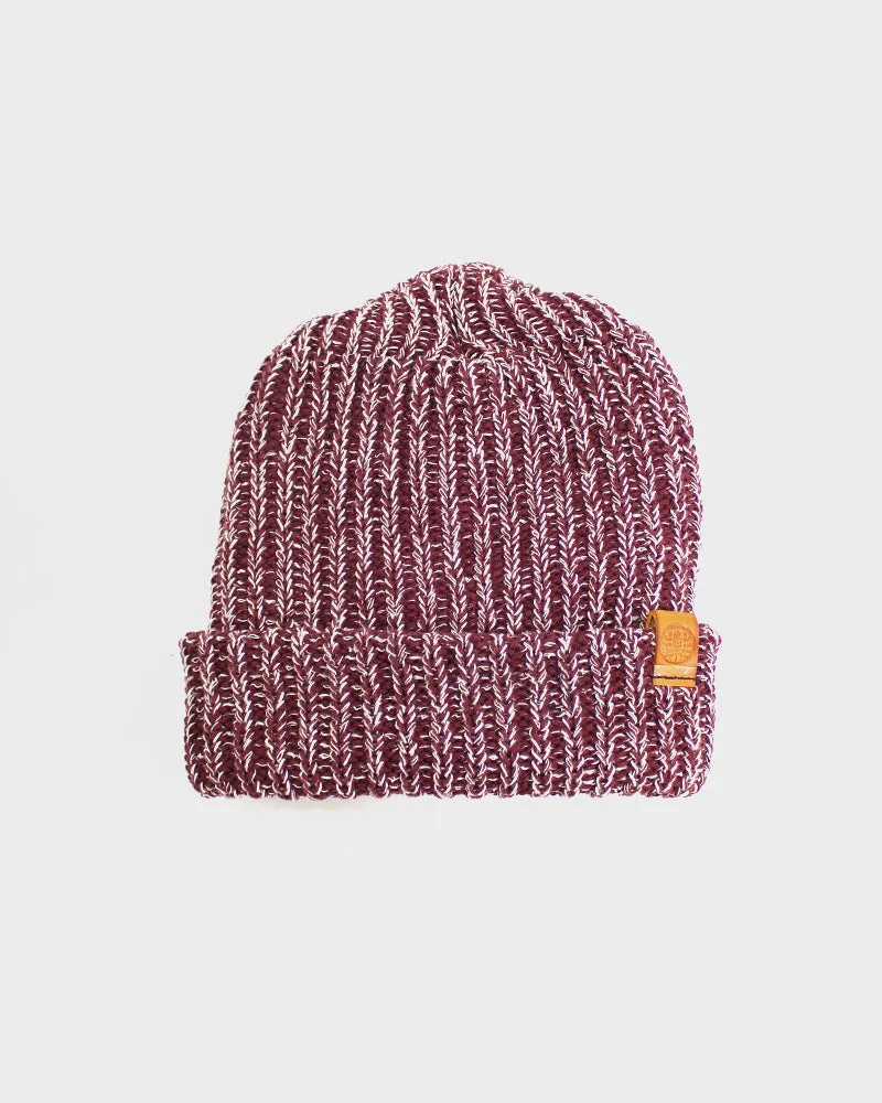 Kiriko Original Knit Cap, Marbled Burgundy and Natural, 9"