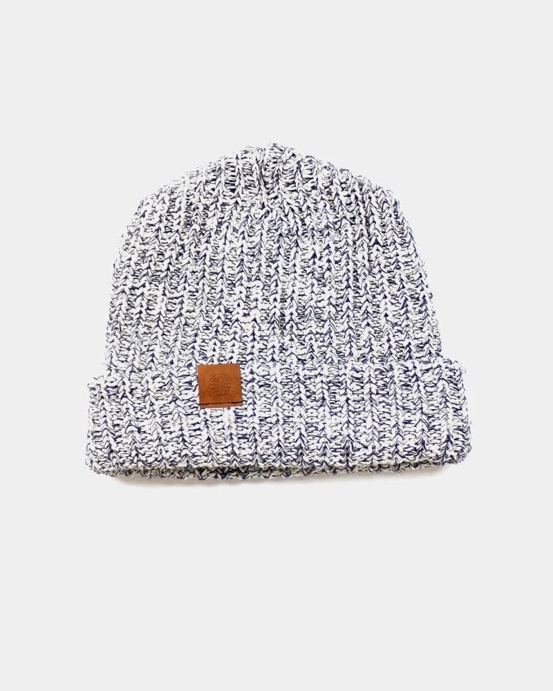 Kiriko Original Knit Cap, Marbled Natural and Navy, 9 ˝