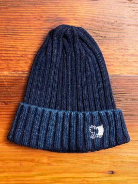 Knit Beanie in Dark Indigo