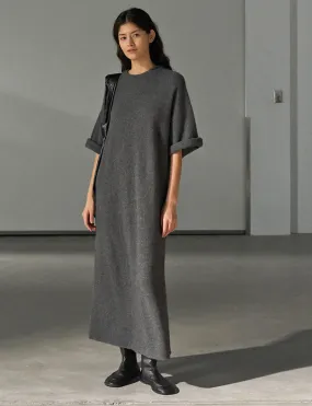 Knit Wool Maxi T-shirt Dress-PREORDER