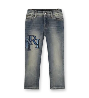 Logo-Appliqué Skinny Jeans Antique Indigo