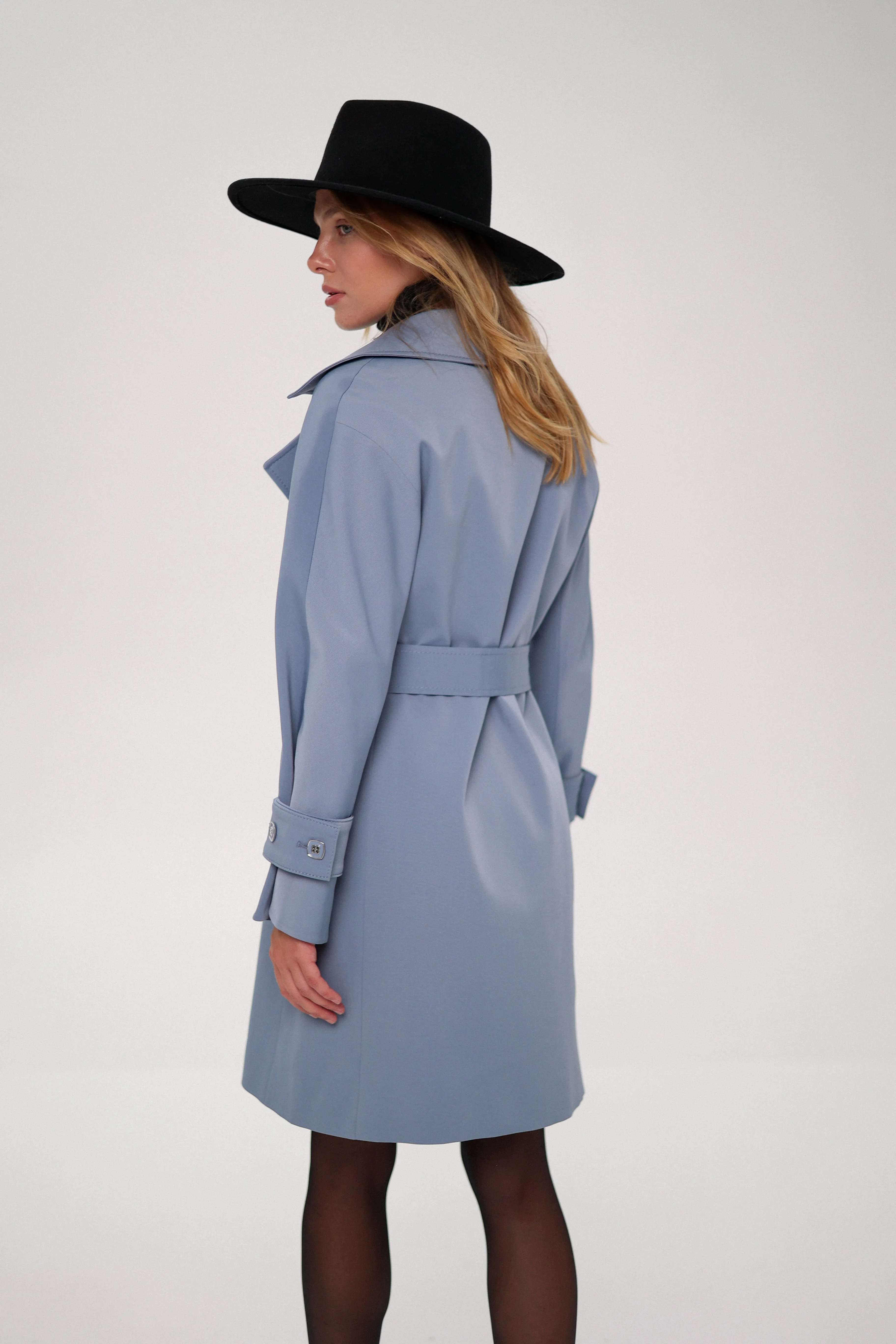 London Trench Coat in Ice Blue