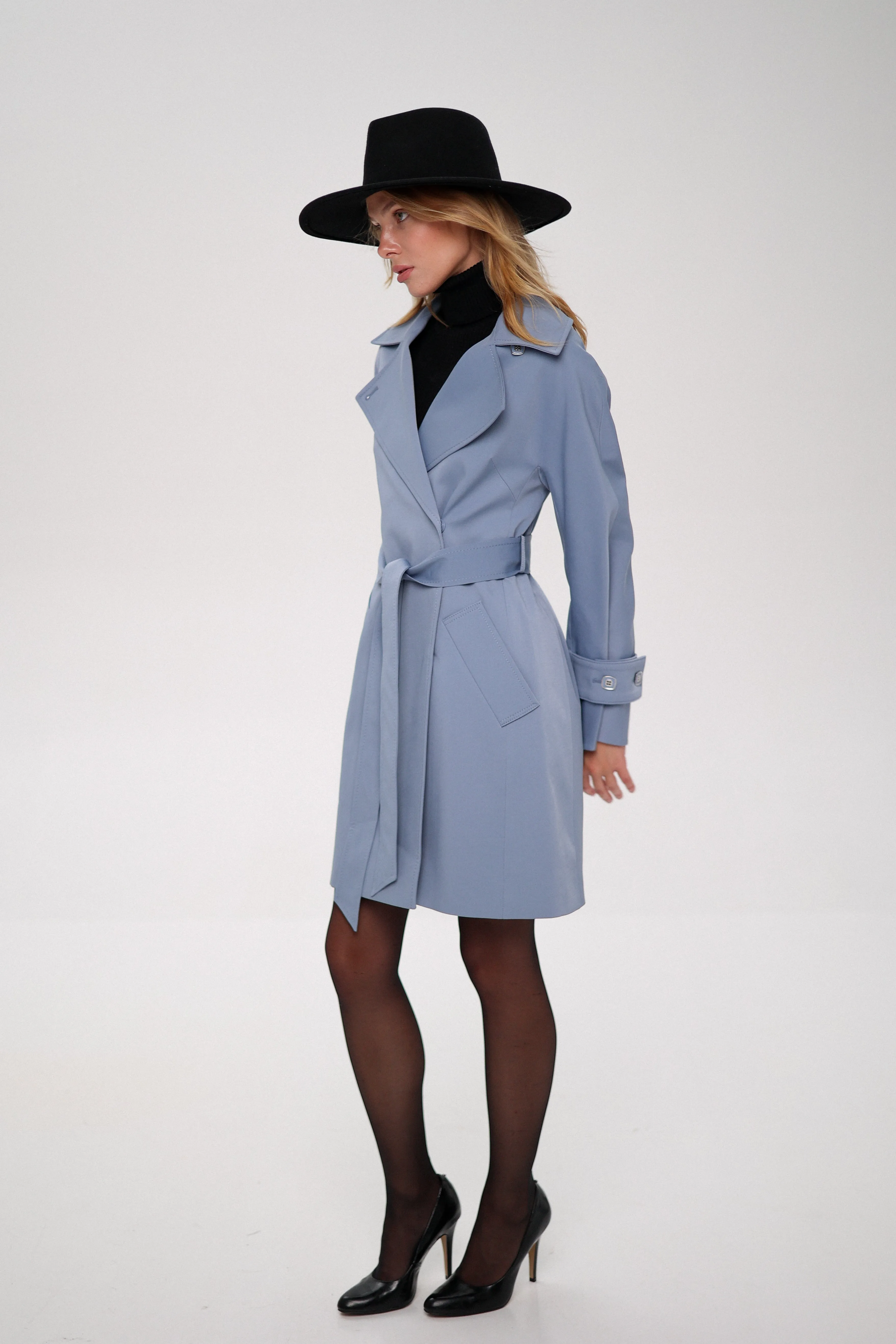 London Trench Coat in Ice Blue