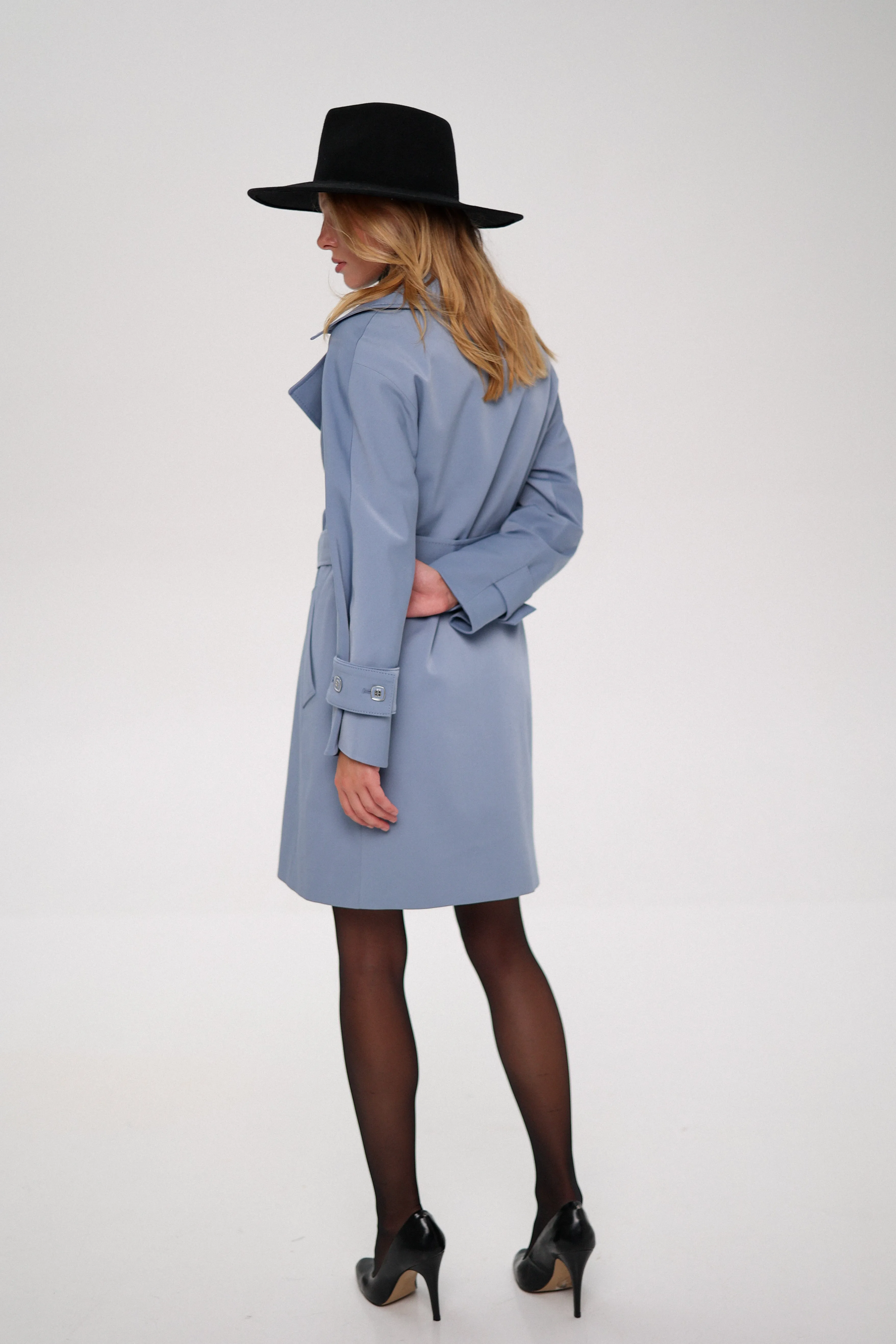 London Trench Coat in Ice Blue