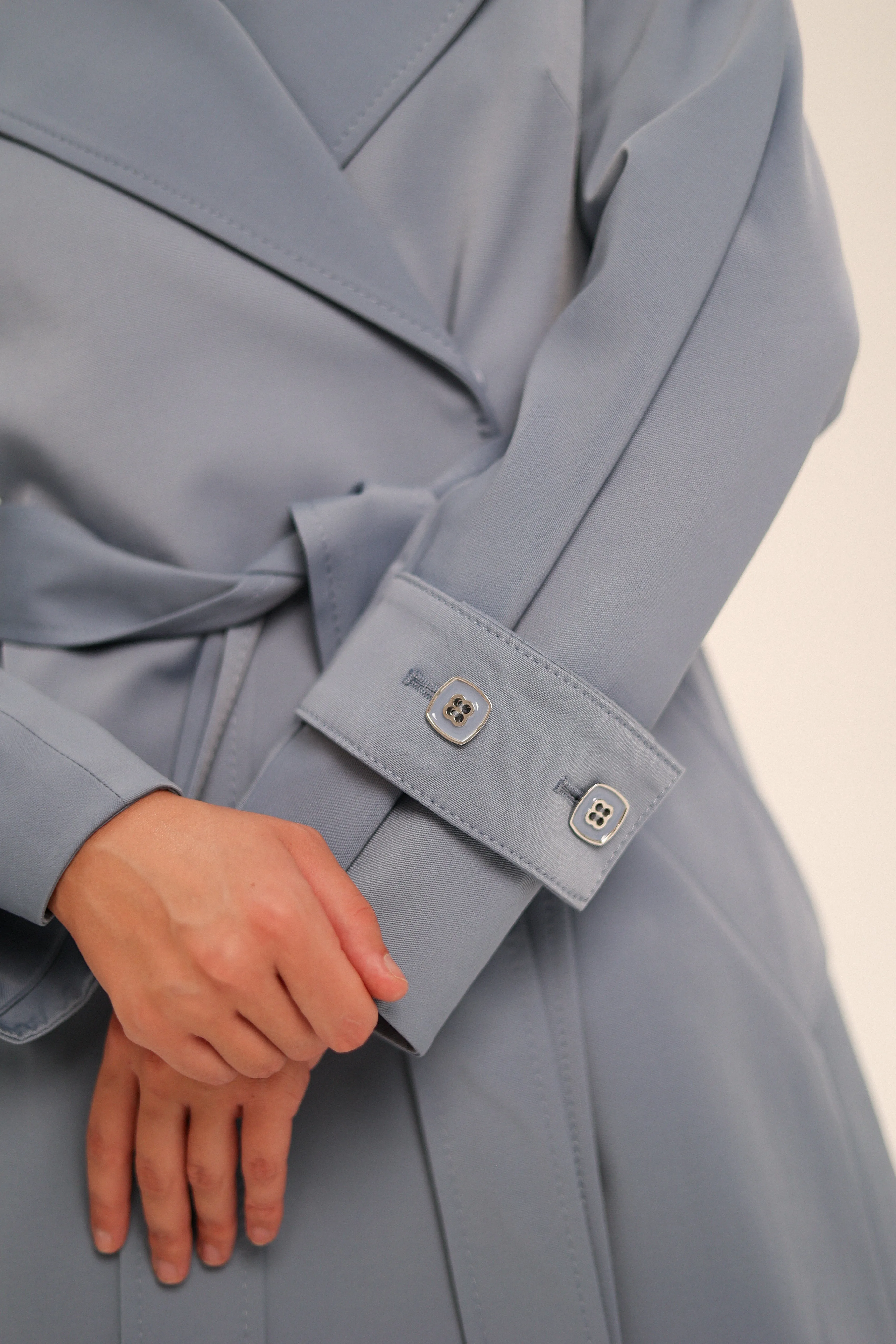 London Trench Coat in Ice Blue