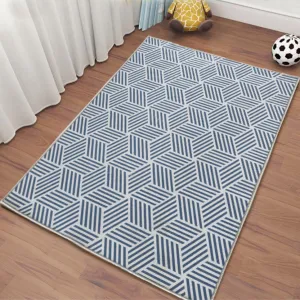 Mani Blue Geometrical Non Slip Rug