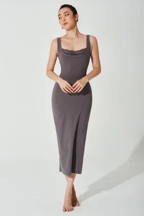 Mina Ribbed Dress - Graphite