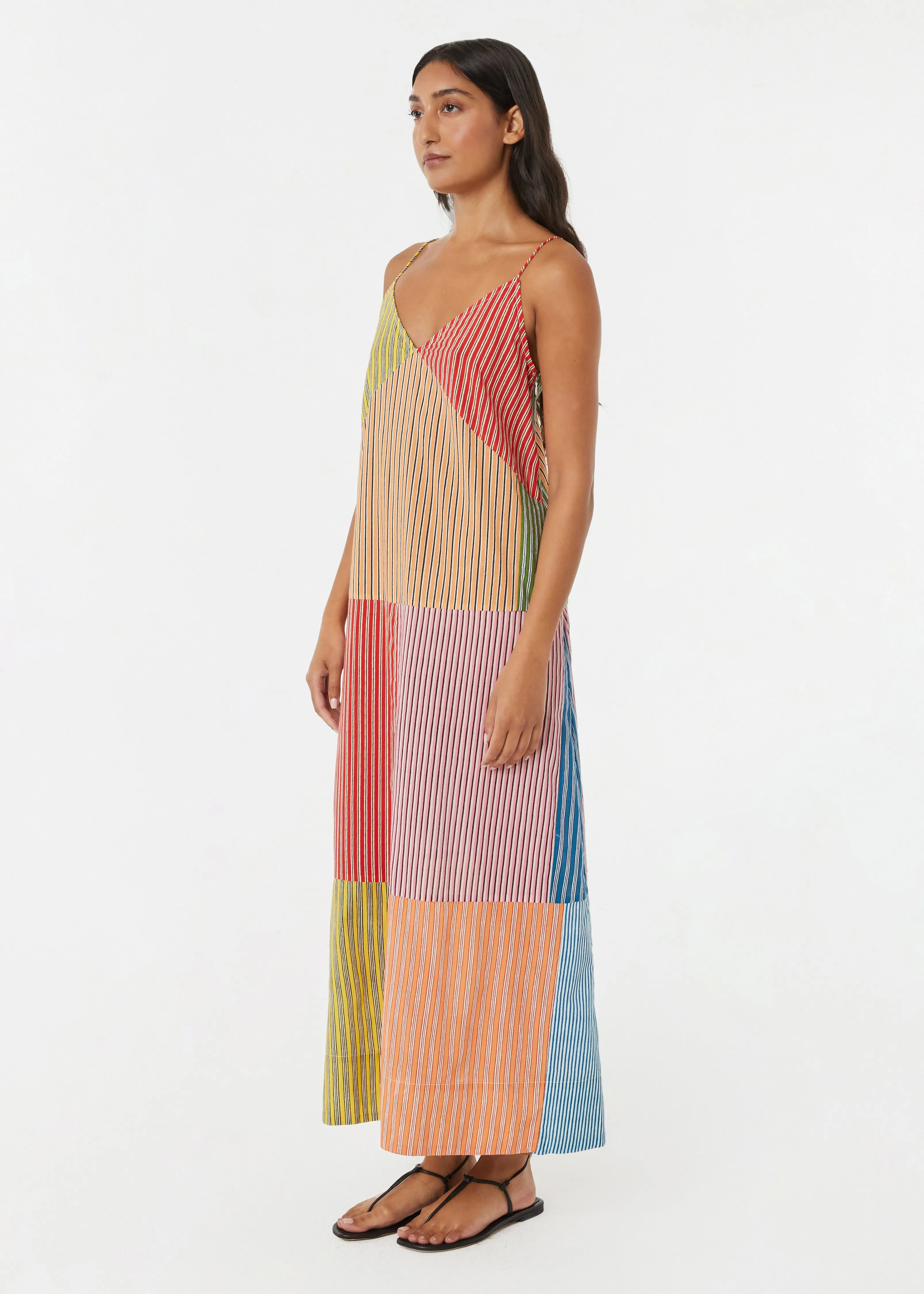 Nadia Dress | Multi Stripe Patchwork