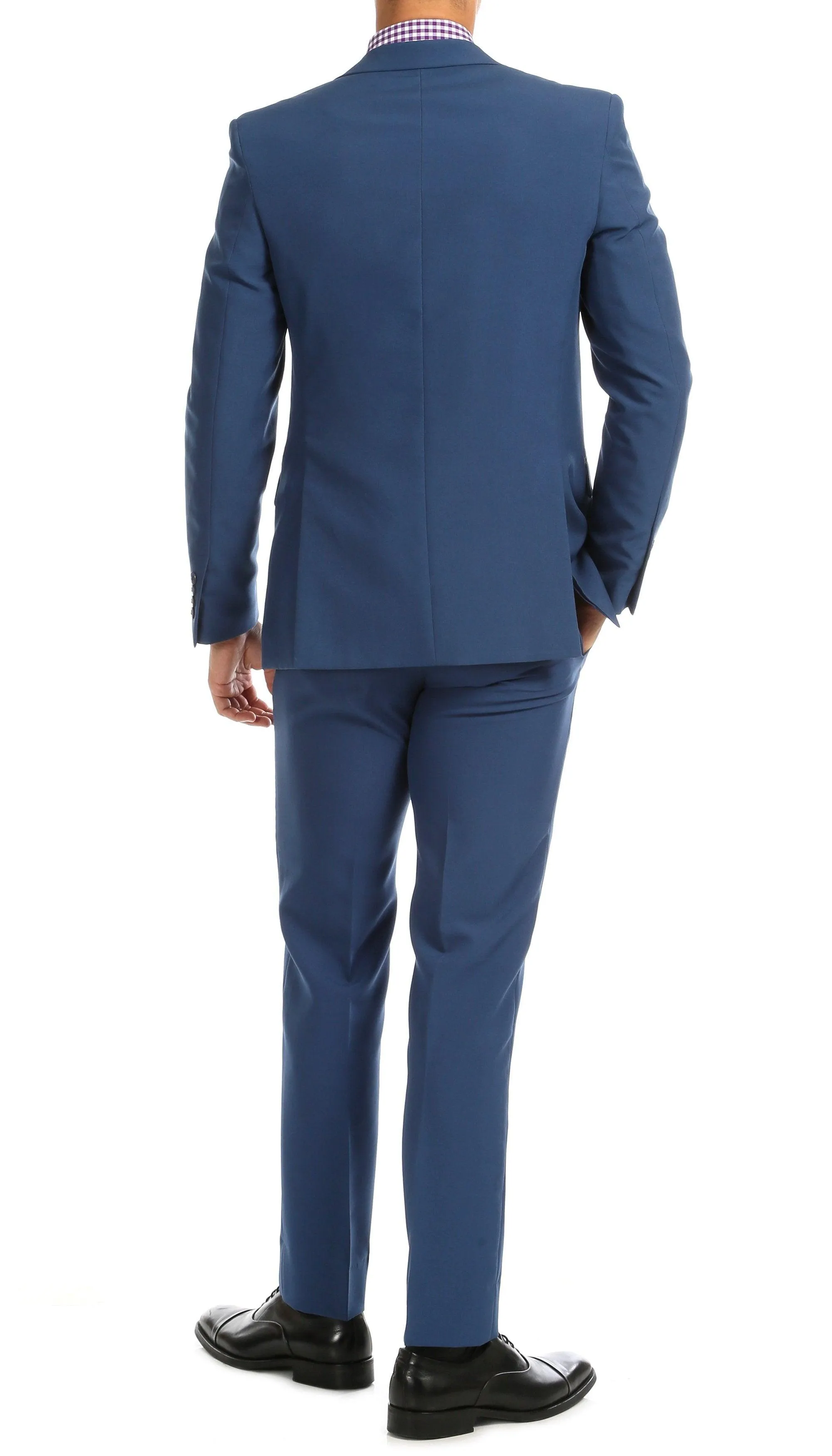 Paul Lorenzo Mens Indigo Slim Fit 2 Piece Suit