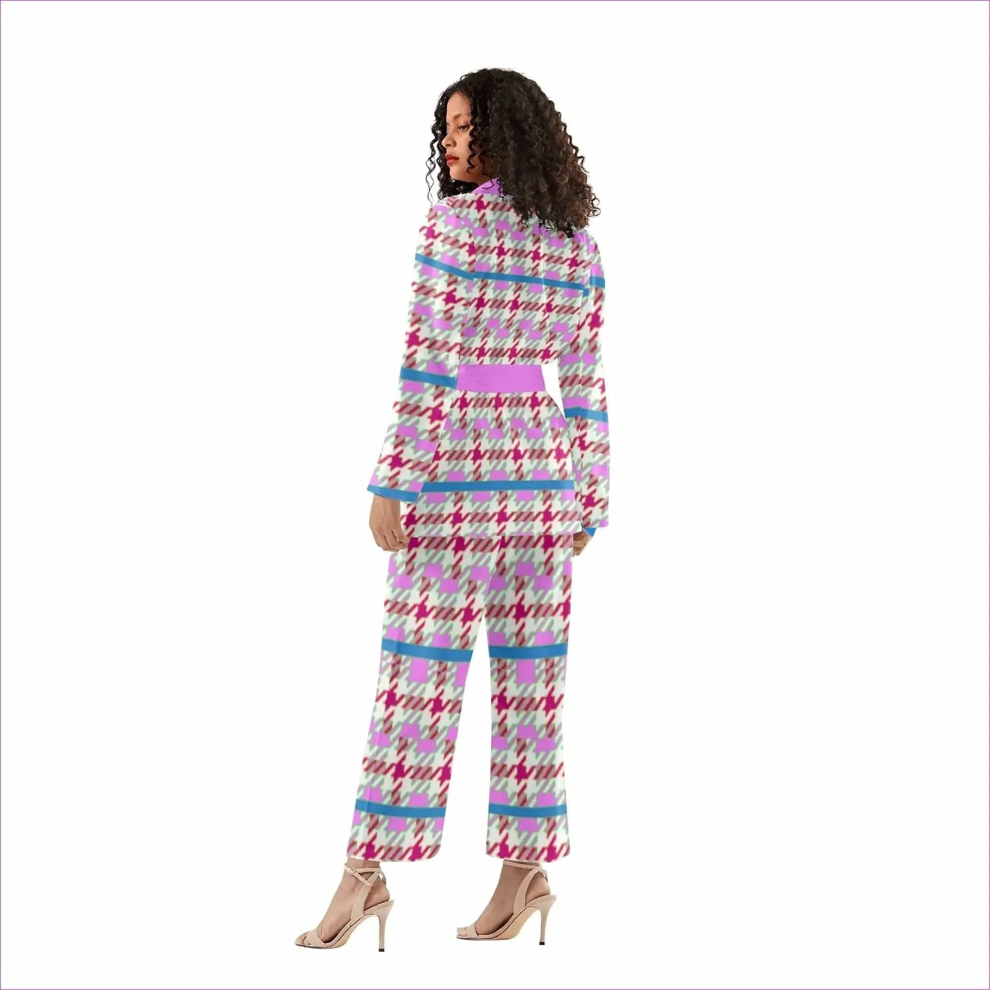 Pink Houndstooth Womens Suit