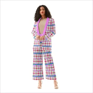 Pink Houndstooth Womens Suit