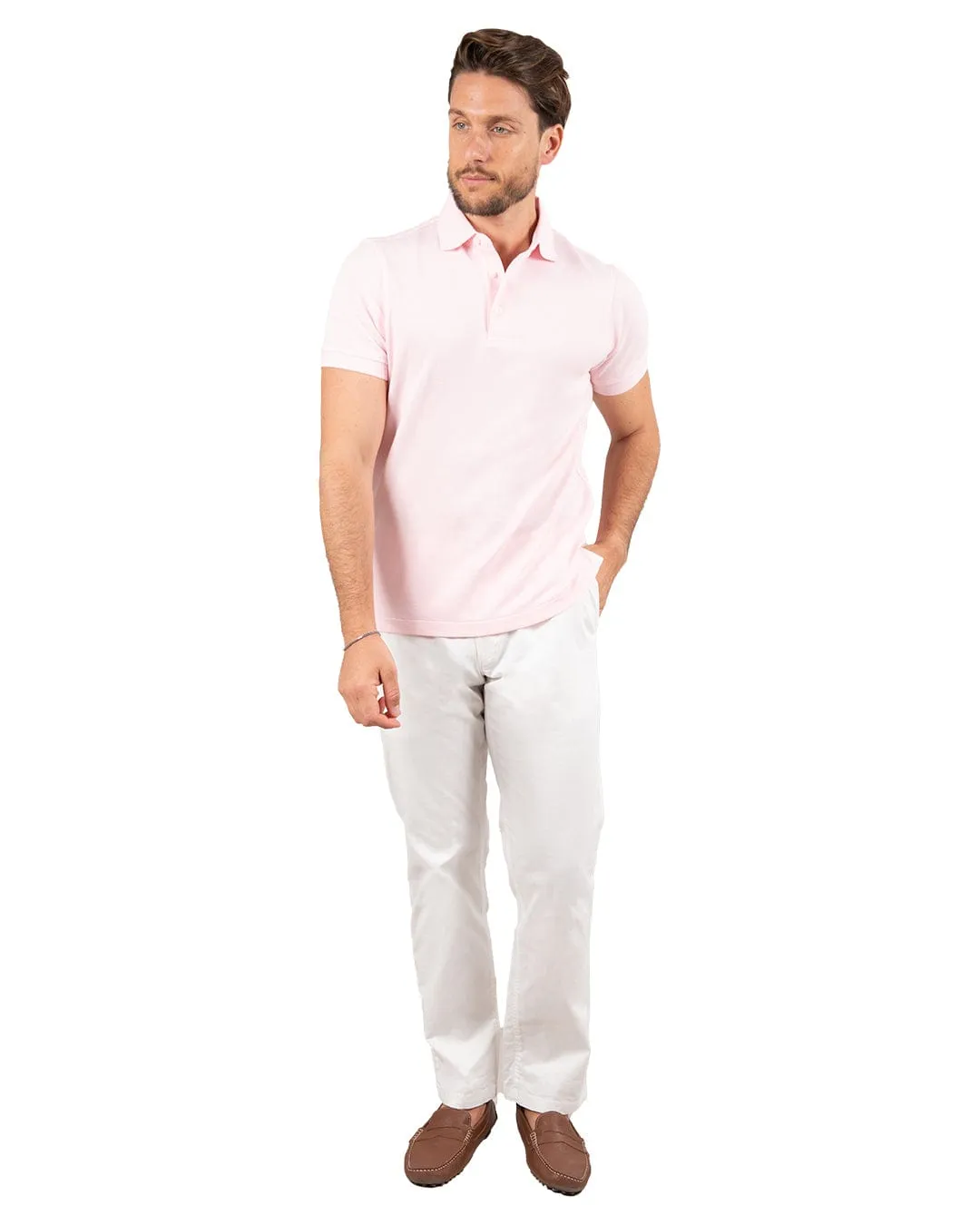 Pink Popcorn Textured Polo Shirt