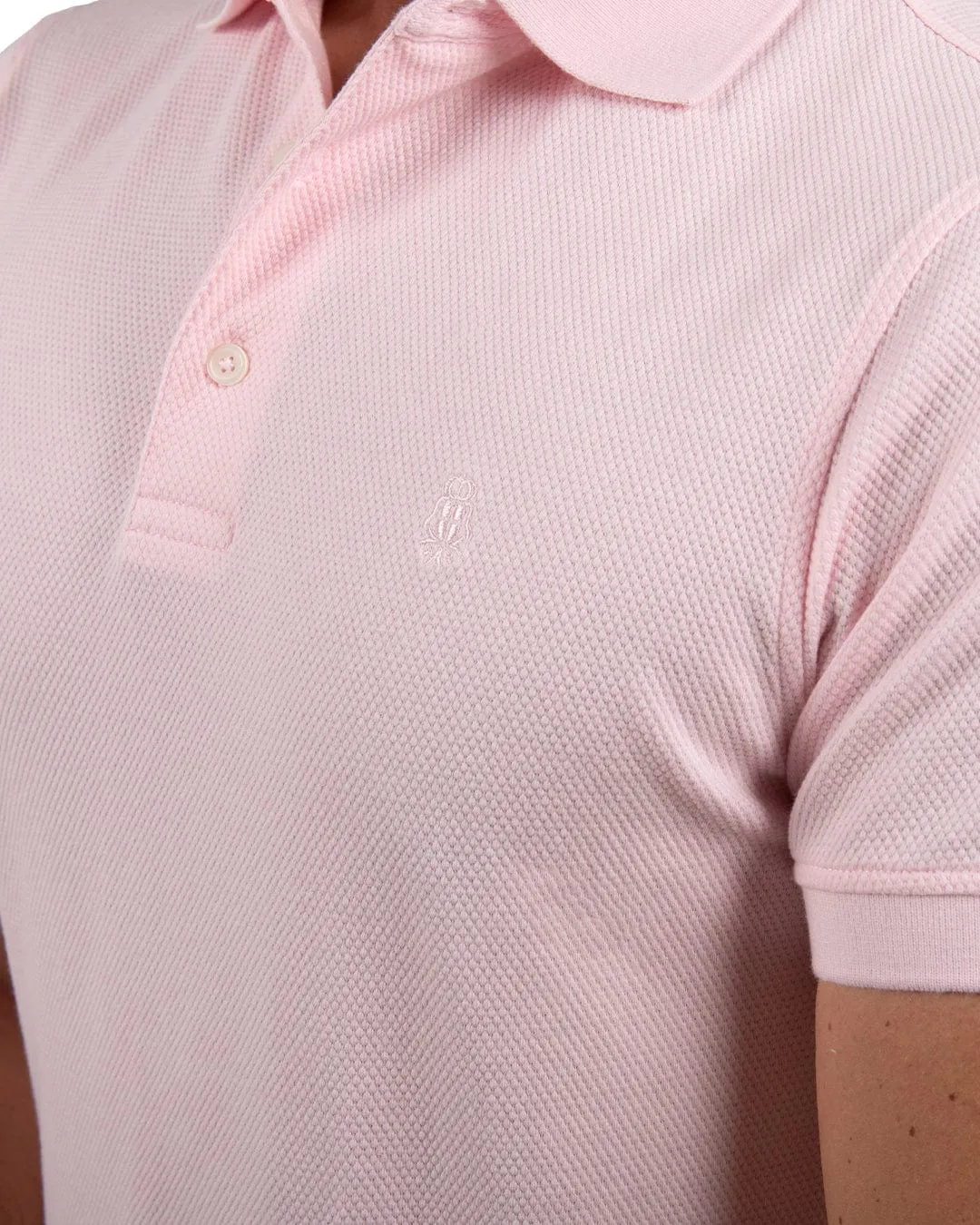 Pink Popcorn Textured Polo Shirt