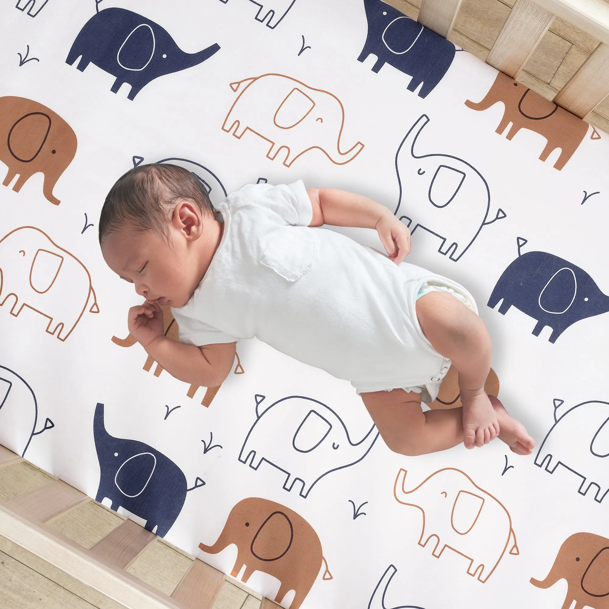 Playful Elephant Cotton Fitted Crib Sheet