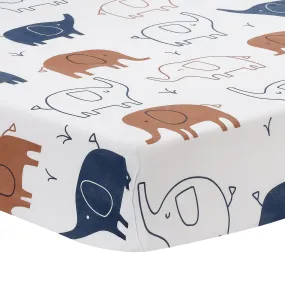 Playful Elephant Cotton Fitted Crib Sheet