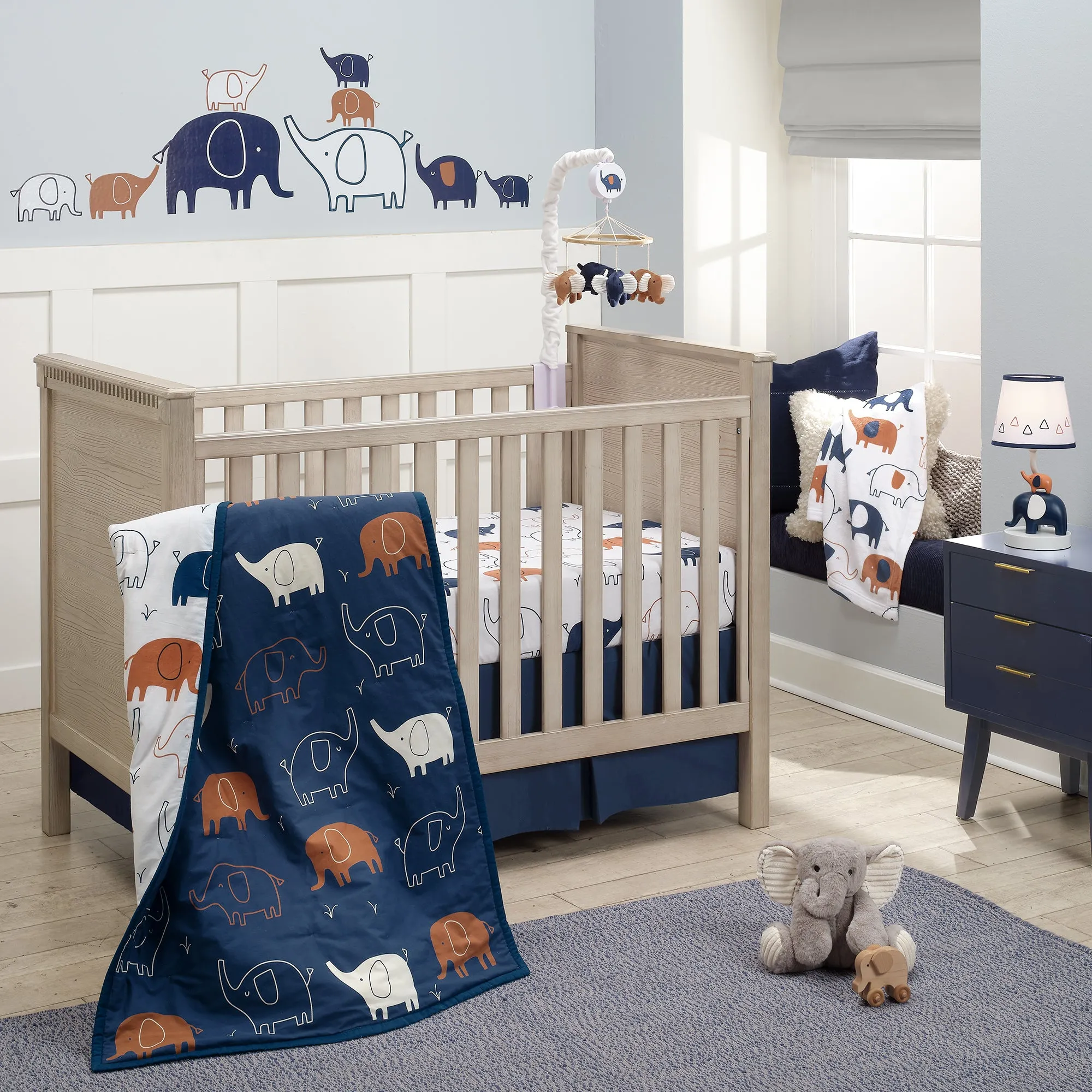 Playful Elephant Cotton Fitted Crib Sheet