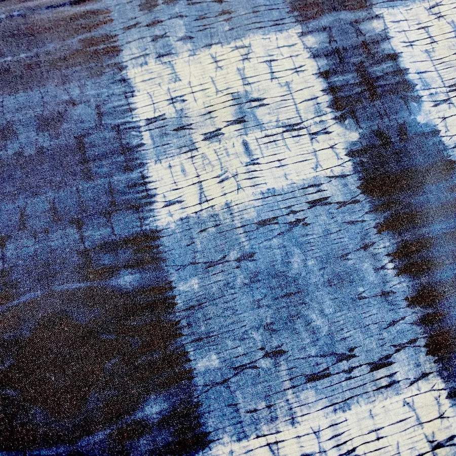 'Pleat Plaid Shibori Indigo' Art Cotton Print by Kim Eichler-Messmer, 44" Wide, By the Yard # 1453