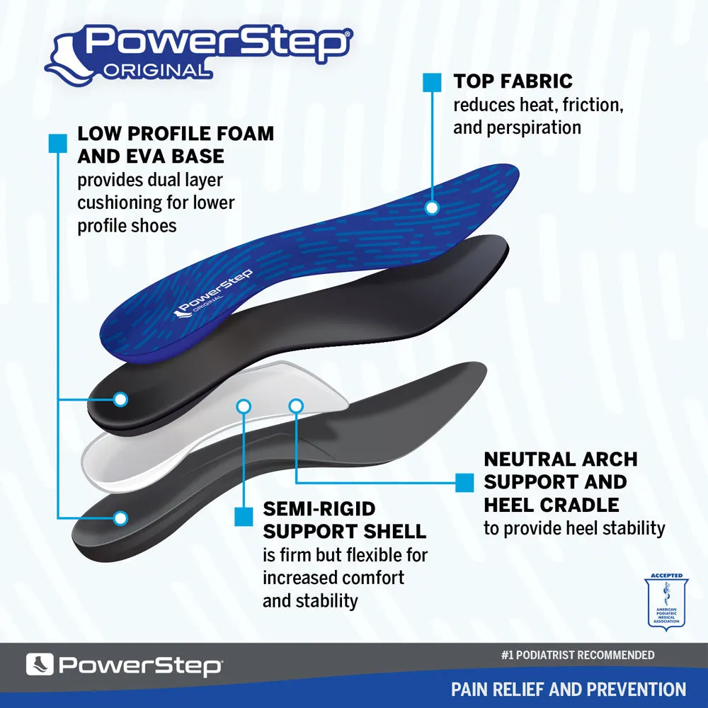 PowerStep Original Insoles | Arch Pain Relief Orthotic for Tight Shoes