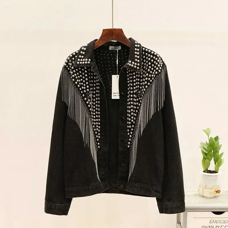 Pre Order:  Tassel Bohemian Beading Denim Jacket