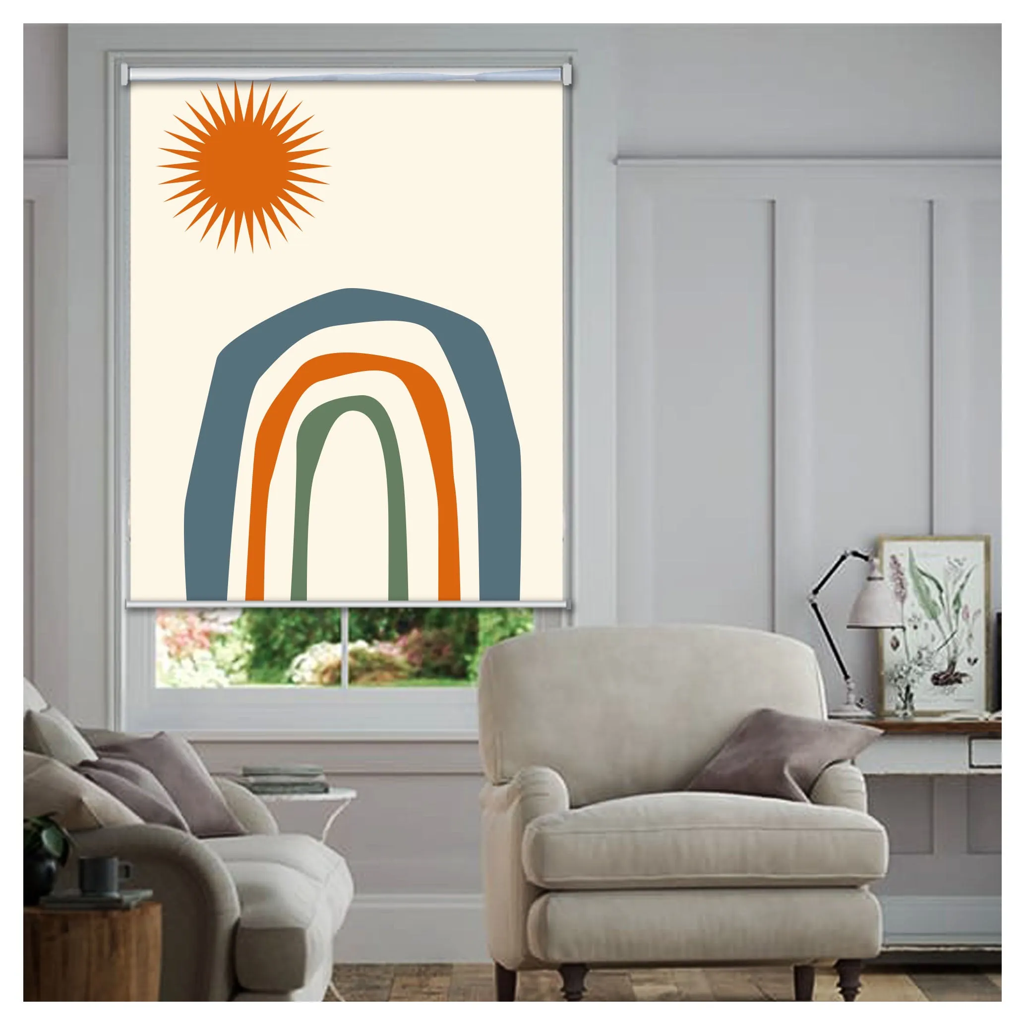 Rainbow and Sun Bohemian Window Roller Shade