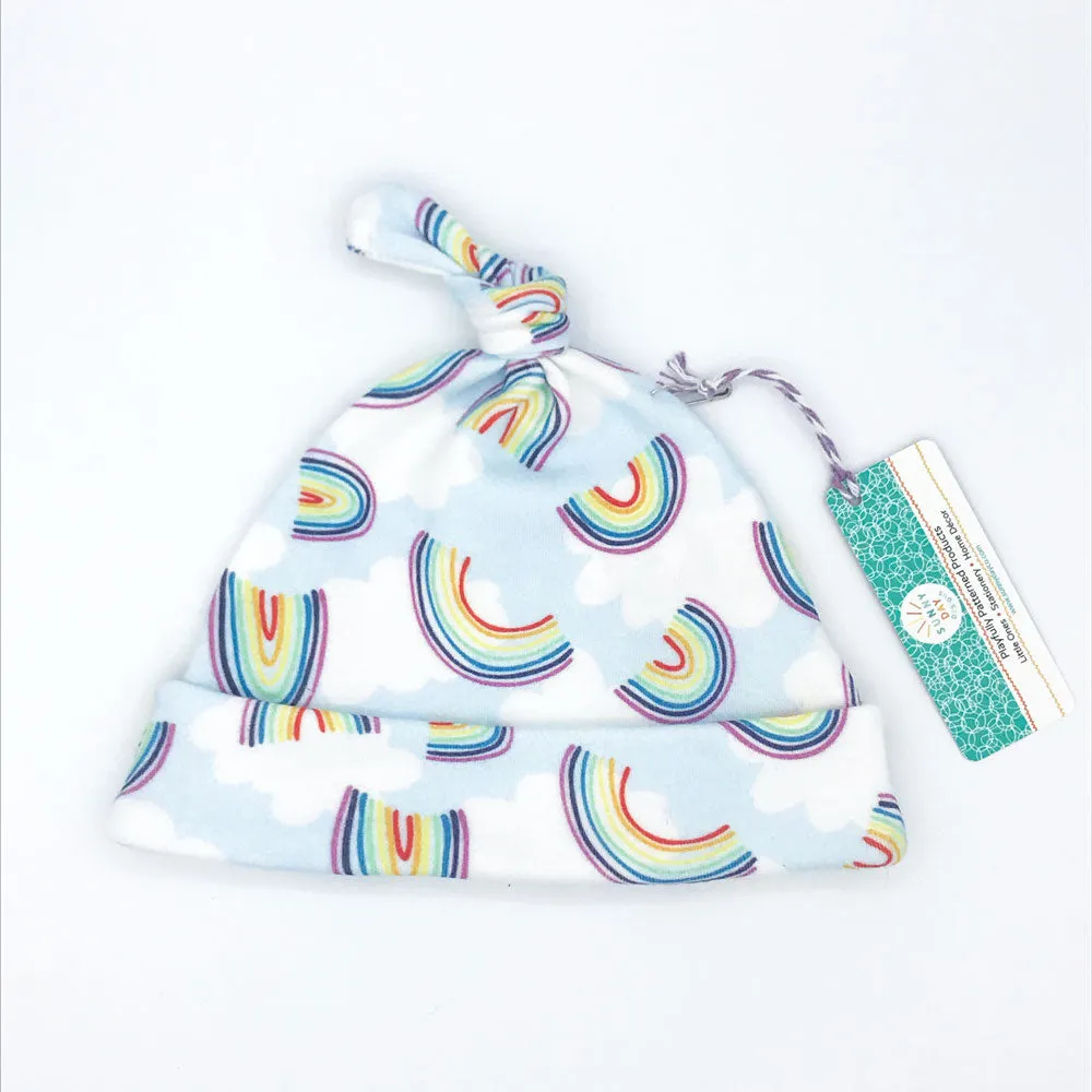 Rainbow Sky Baby Hat (0-3M) - Organic Cotton