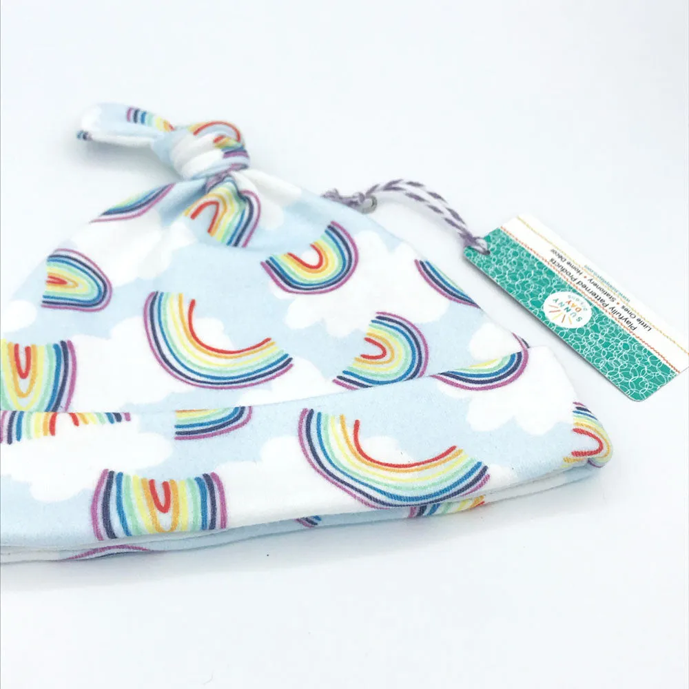 Rainbow Sky Baby Hat (0-3M) - Organic Cotton