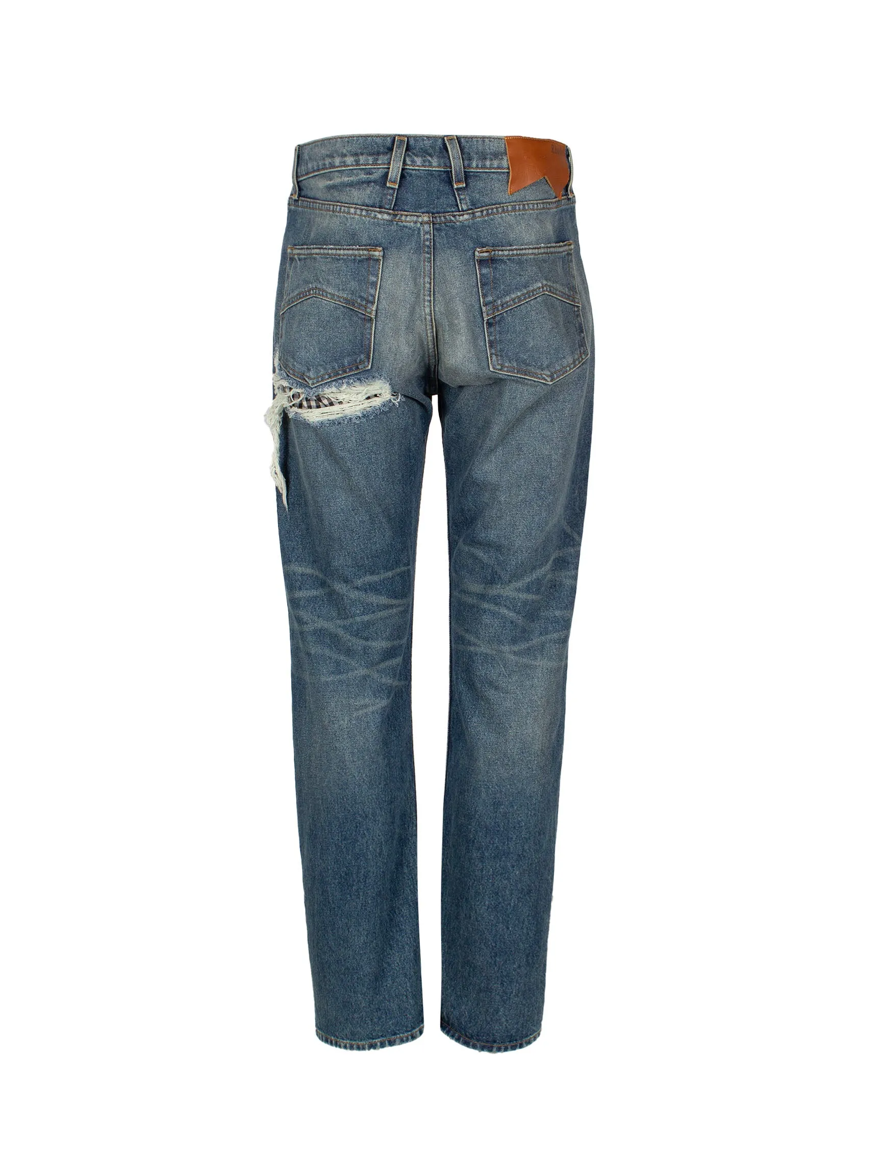 RHUDE BOXER DISTRESSED STRAIGHT-LEG JEANS