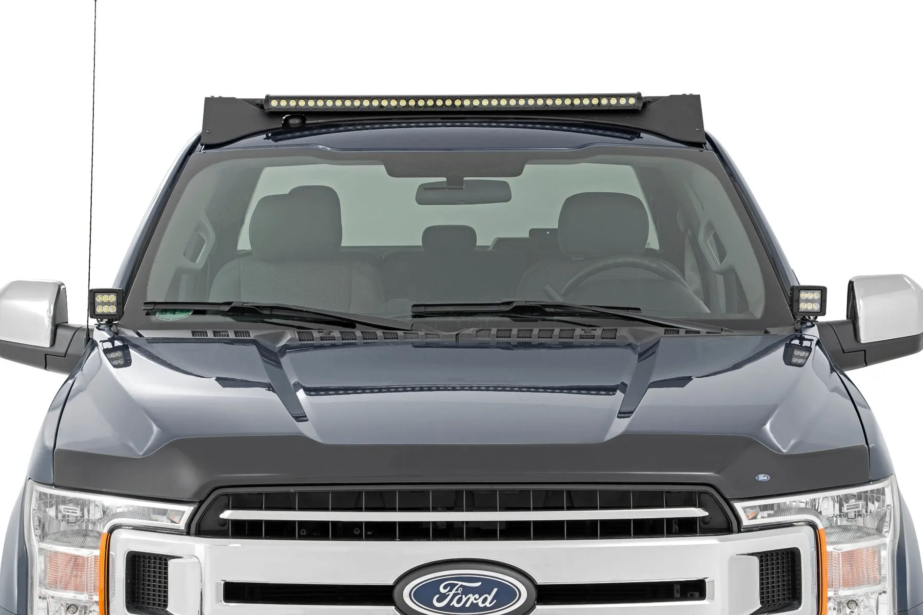 Roof Rack | FR & RR 40 Inch Single Row BLK LEDs | Ford F-150 | 2015-2018