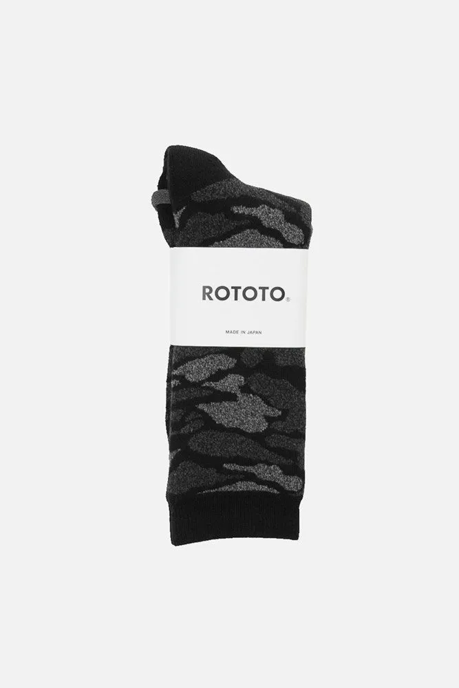 RoToTo Pile Camo Socks / Black