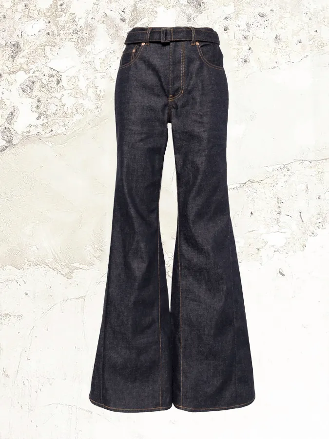 sacai flared denim trousers