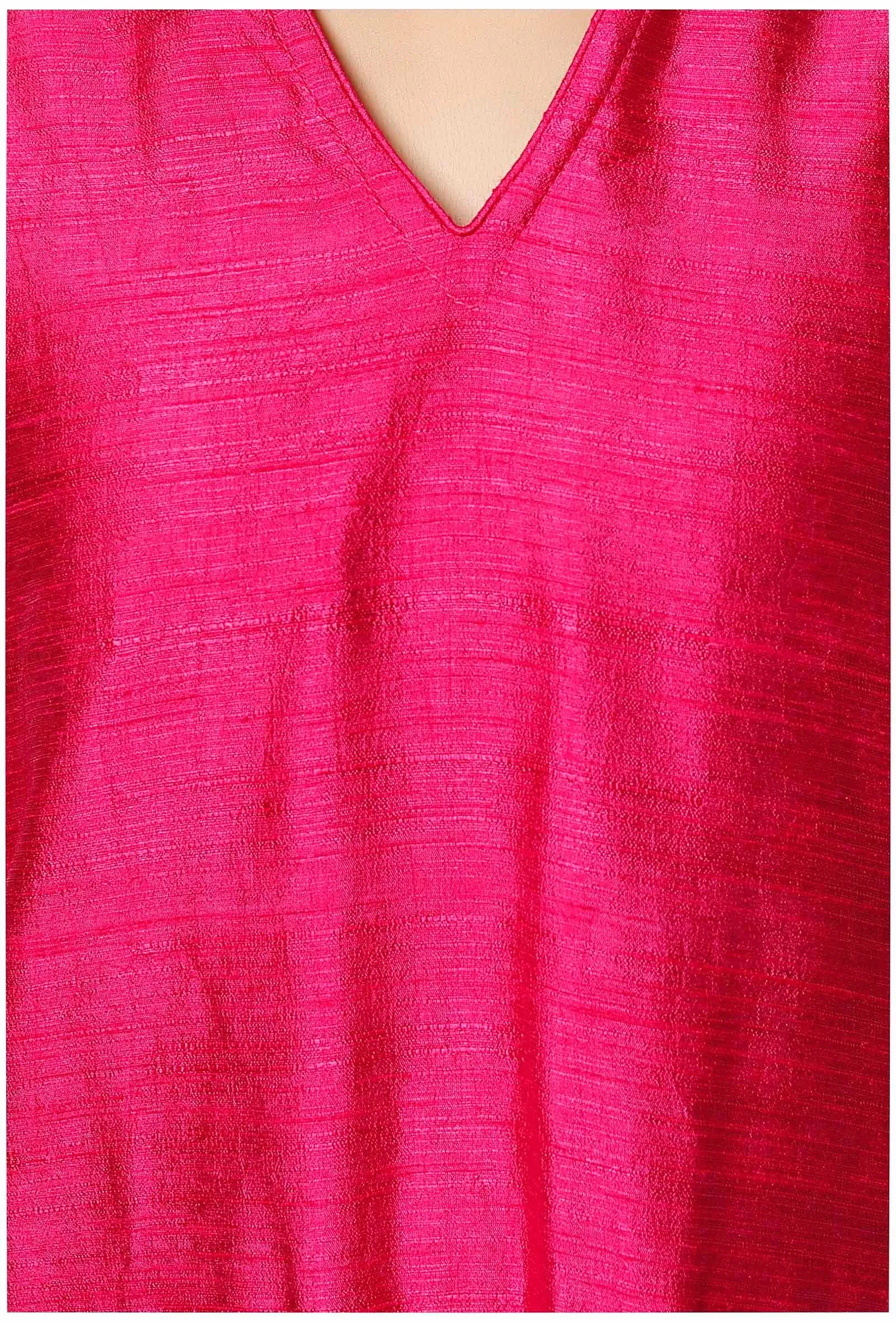 Set of 2 : Pink Raw Silk Kurta and Pink Silk Pants