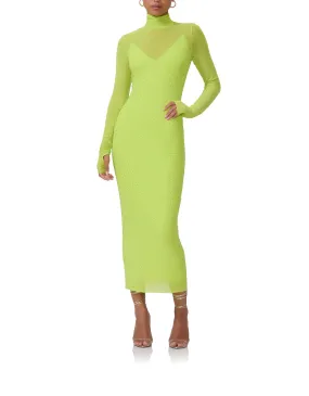 Shailene Rhinestone Dress - Lime Punch