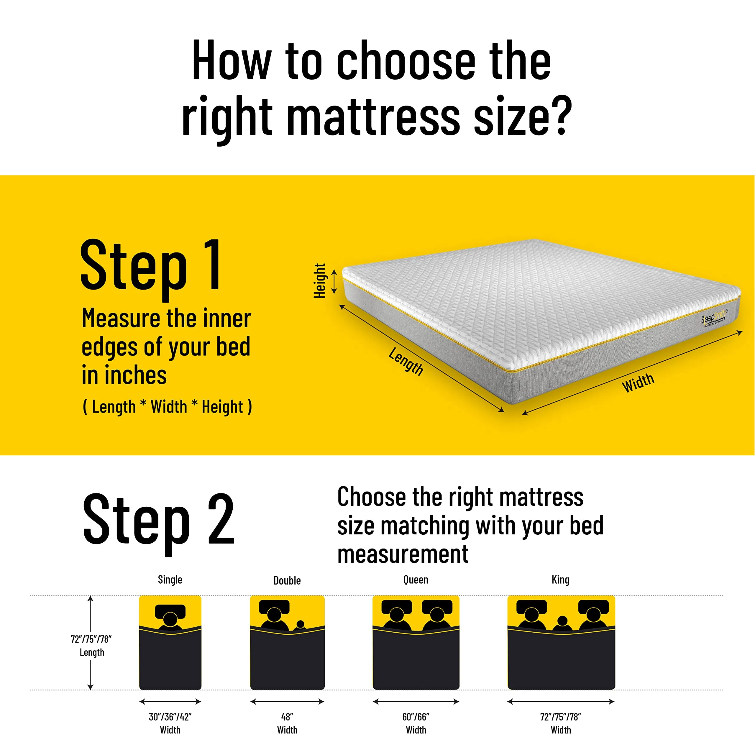 SleepSmith Premium Mattress, 3 Zoned Orthopedic Memory Foam Mattress, 8 Inch Graphite Infused Cloud Foam, Active Cooling White Mattress, 78x72x8 Inches (Pack of 1, King Size)