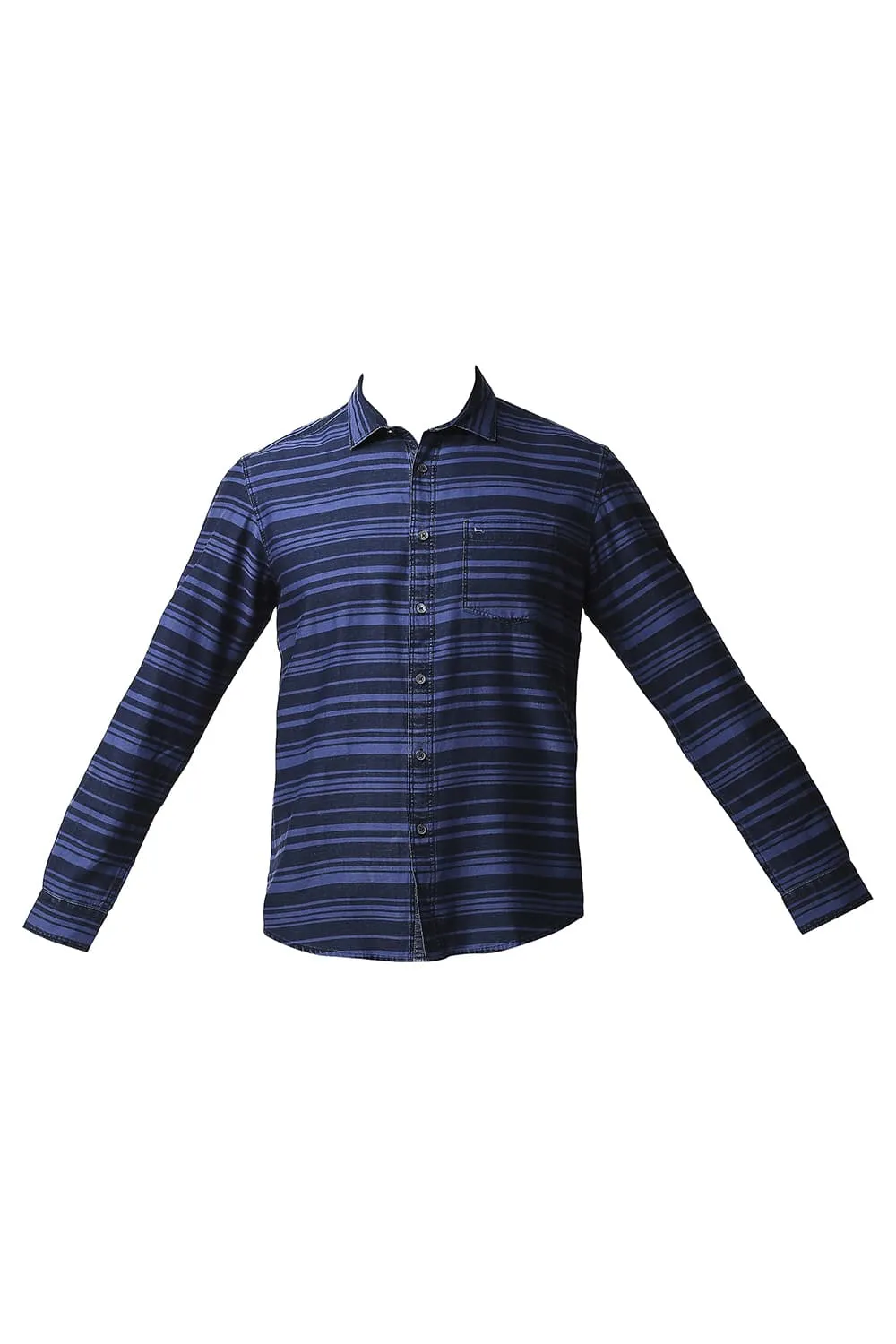 Slim Fit Indigo Weft Stripe Shirt